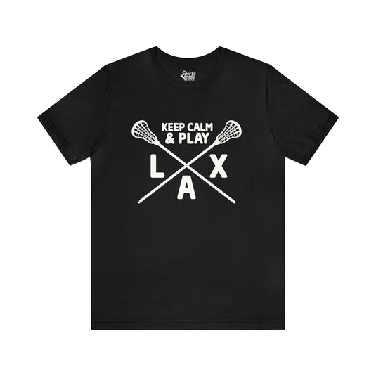 Keep Calm Lacrosse Adult Unisex Mid-Level T-Shirt