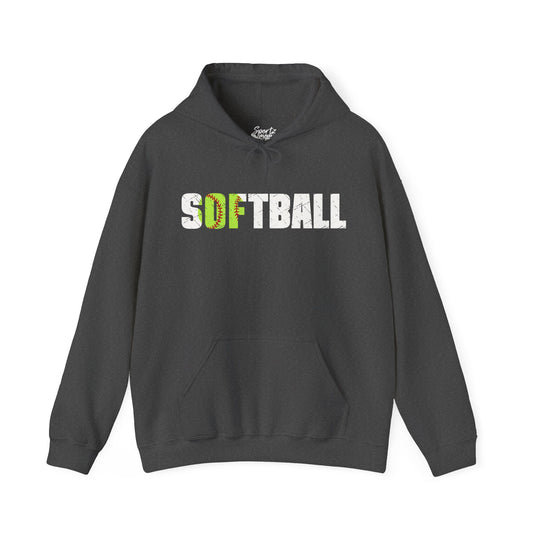 Softball w/White Text Adult Unisex Hooded Sweatshirt