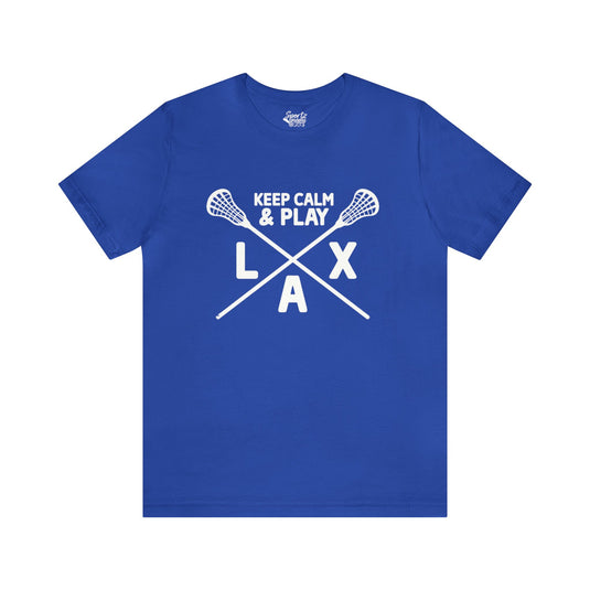Keep Calm Lacrosse Adult Unisex Mid-Level T-Shirt