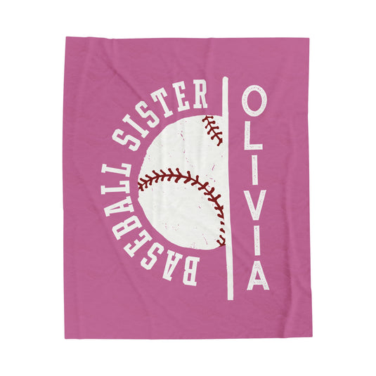 Baseball Plush Blanket - Baseball Sister w/Custom Name