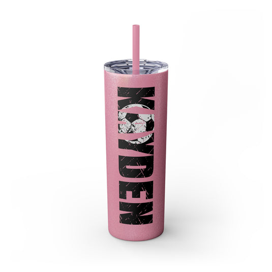 Soccer 20oz Skinny Tumbler with Straw w/Custom Name