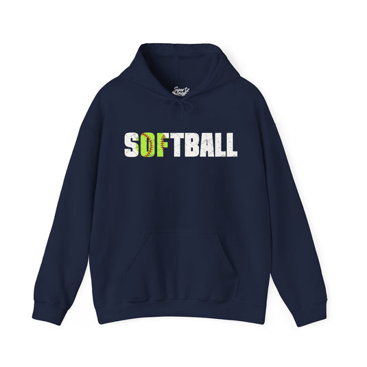 Softball w/White Text Adult Unisex Hooded Sweatshirt