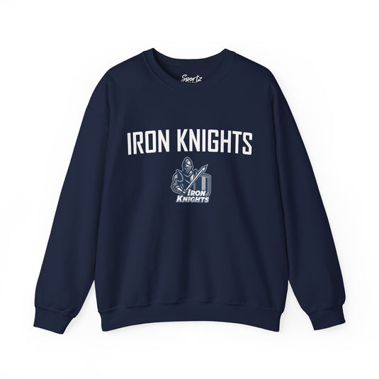 Iron Knights Adult Unisex Crewneck Sweatshirt w/Name, Number & Bible Verse - All White or Blue Design