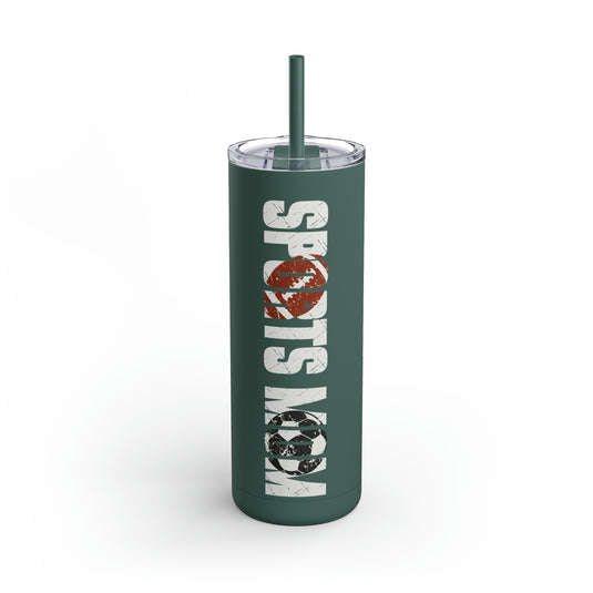 Sports Mom w/Football & Soccer Ball 20oz Skinny Matte Tumbler