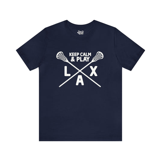 Keep Calm Lacrosse Adult Unisex Mid-Level T-Shirt