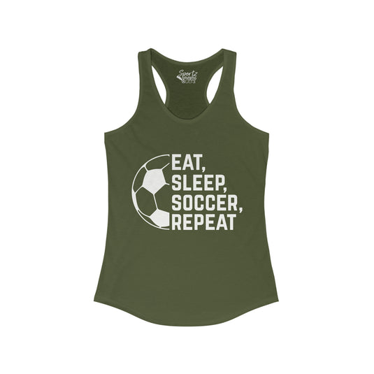 Eat Sleep Soccer Repeat Adult Women's Racerback Tank