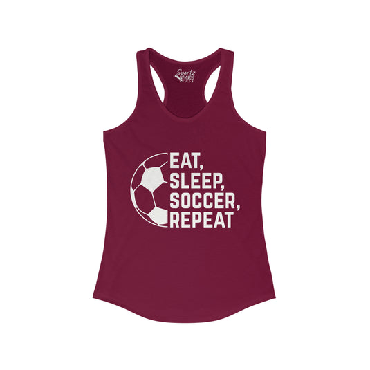 Eat Sleep Soccer Repeat Adult Women's Racerback Tank