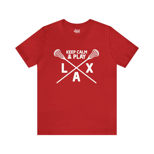 Keep Calm Lacrosse Adult Unisex Mid-Level T-Shirt