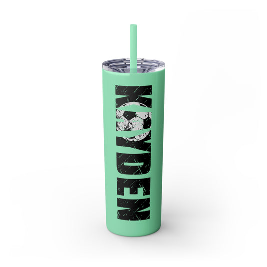 Soccer 20oz Skinny Tumbler with Straw w/Custom Name