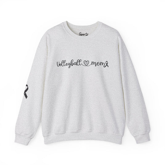 Cancer Collection Pick Your Sport Mom Ribbon & Heart Adult Unisex Crewneck Sweatshirt w/Ribbon on Sleeve