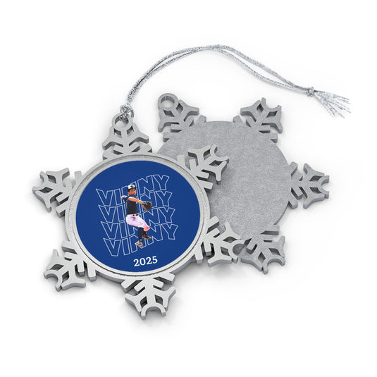 Wavy Design Pewter Snowflake Ornament