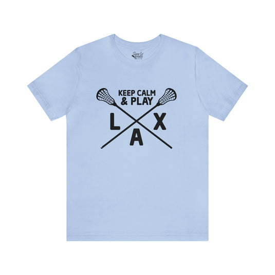 Keep Calm Lacrosse Adult Unisex Mid-Level T-Shirt