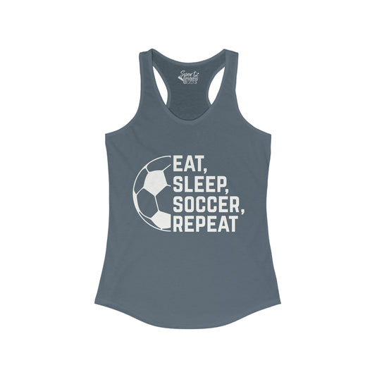 Eat Sleep Soccer Repeat Adult Women's Racerback Tank