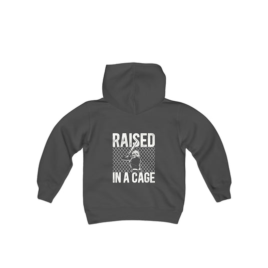 Raised in a Cage Softball Unisex Youth Hooded Sweatshirt