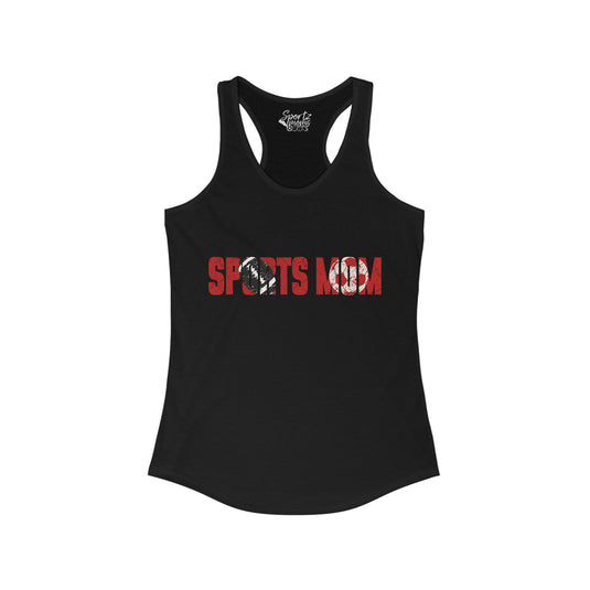 Sports Mom w/Football & Soccer Ball Adult Women's Racerback Tank