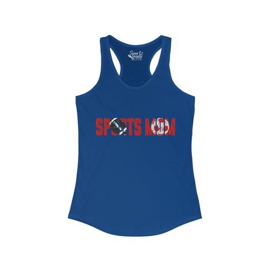 Sports Mom w/Football & Soccer Ball Adult Women's Racerback Tank