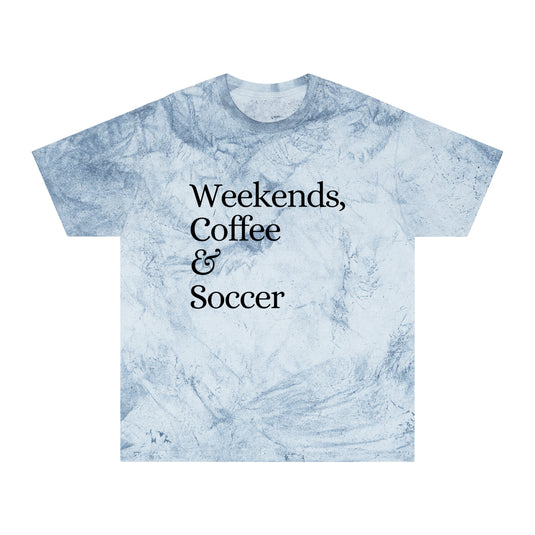 Weekends Coffee & Soccer Adult Unisex Colorblast T-Shirt