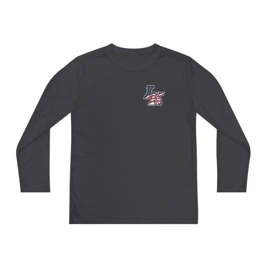 Iron Knights Youth Long Sleeve Competitor Moisture Wicking Tee w/Small Flag Design Logo Only