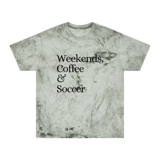 Weekends Coffee & Soccer Adult Unisex Colorblast T-Shirt