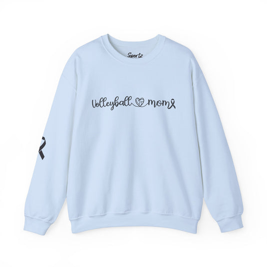 Cancer Collection Pick Your Sport Mom Ribbon & Heart Adult Unisex Crewneck Sweatshirt w/Ribbon on Sleeve