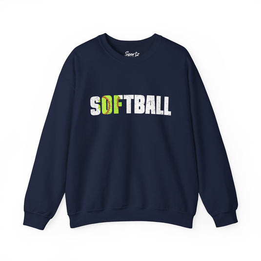 Softball w/White Text Adult Unisex Crewneck Sweatshirt