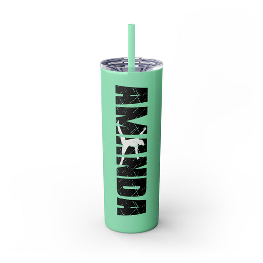Gymnastics 20oz Skinny Tumbler with Straw w/Custom Name