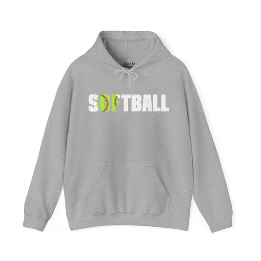 Softball w/White Text Adult Unisex Hooded Sweatshirt