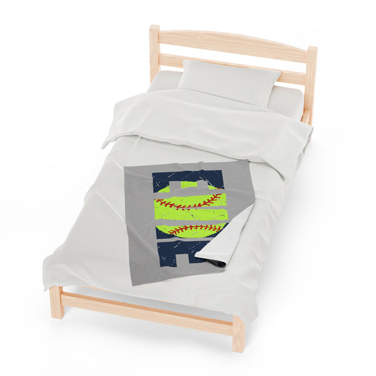 Softball Plush Blanket w/Custom Name