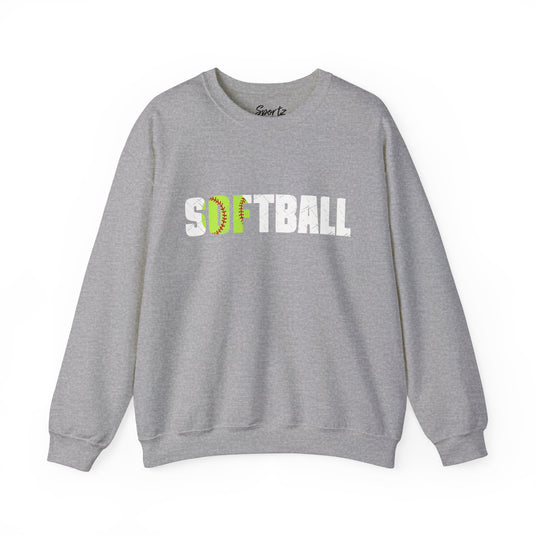 Softball w/White Text Adult Unisex Crewneck Sweatshirt