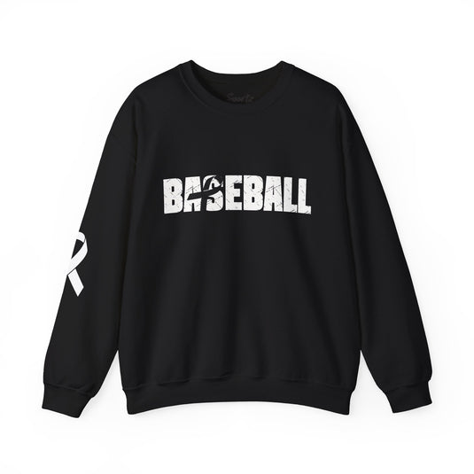 Cancer Ribbon Pick Your Sport Adult Unisex Crewneck Sweatshirt w/Ribbon on Sleeve