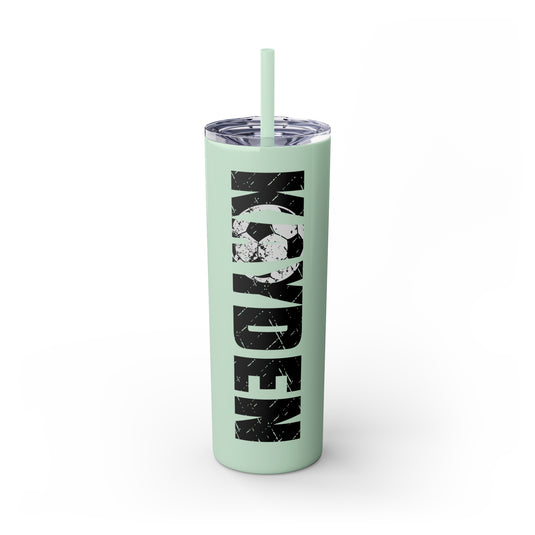 Soccer 20oz Skinny Tumbler with Straw w/Custom Name