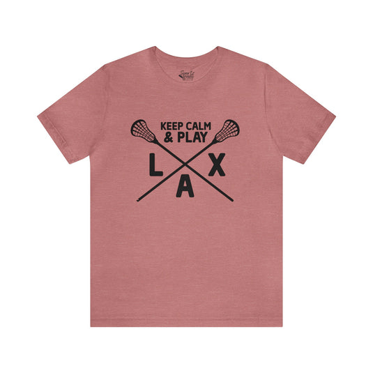 Keep Calm Lacrosse Adult Unisex Mid-Level T-Shirt