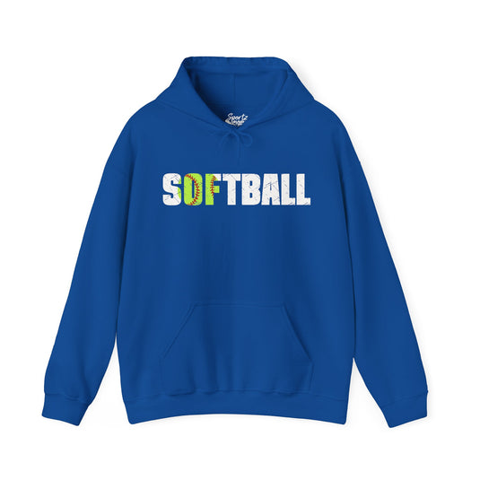 Softball w/White Text Adult Unisex Hooded Sweatshirt