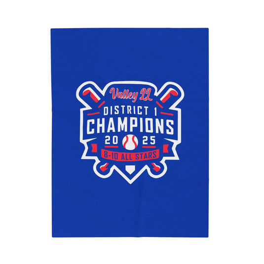 Valley Little League Velveteen Plush Blanket - District Champions
