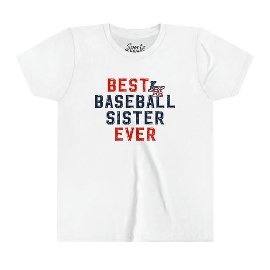 Iron Knights Youth Mid-Level T-Shirt - Best Baseball Sister Ever Design w/Flag Logo