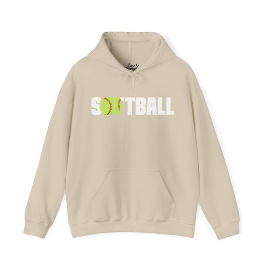 Softball w/White Text Adult Unisex Hooded Sweatshirt