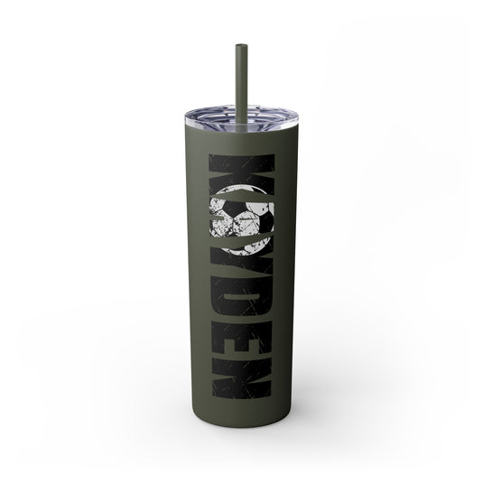 Soccer 20oz Skinny Tumbler with Straw w/Custom Name