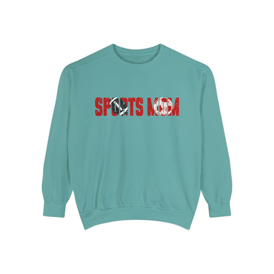 Sports Mom w/Football & Soccer Ball Adult Unisex Premium Crewneck Sweatshirt
