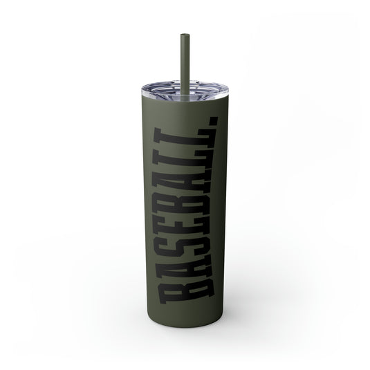 Tall Design Baseball 20oz Skinny Tumbler with Straw in Matte or Glossy