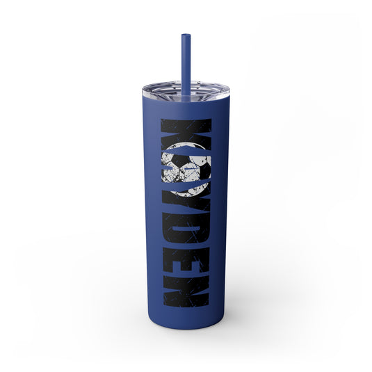 Soccer 20oz Skinny Tumbler with Straw w/Custom Name