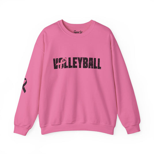 Cancer Ribbon Pick Your Sport Adult Unisex Crewneck Sweatshirt w/Ribbon on Sleeve