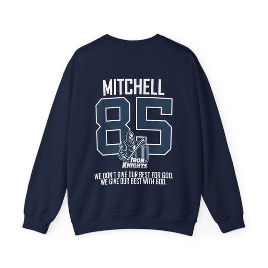 Iron Knights Adult Unisex Crewneck Sweatshirt w/Name, Number & Bible Verse - All White or Blue Design