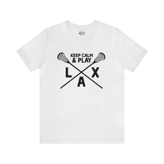Keep Calm Lacrosse Adult Unisex Mid-Level T-Shirt