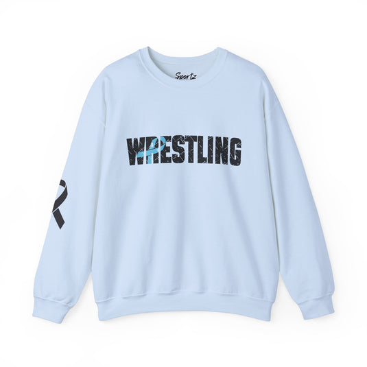 Cancer Ribbon Pick Your Sport Adult Unisex Crewneck Sweatshirt w/Ribbon on Sleeve