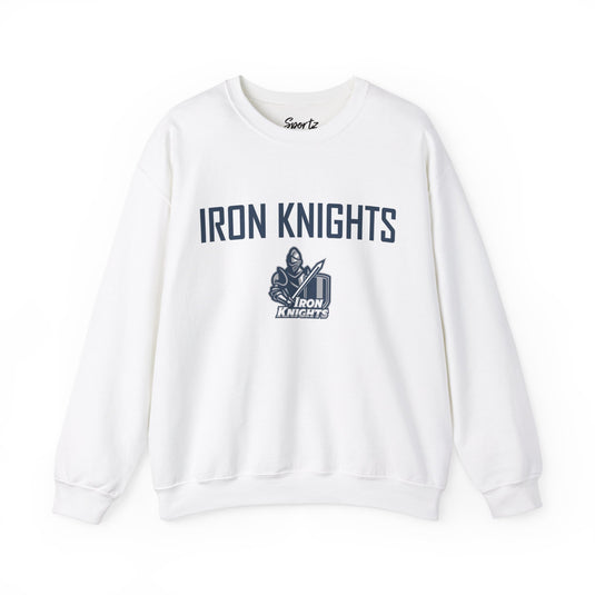 Iron Knights Adult Unisex Crewneck Sweatshirt w/Name, Number & Bible Verse - All White or Blue Design