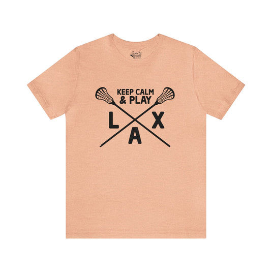 Keep Calm Lacrosse Adult Unisex Mid-Level T-Shirt