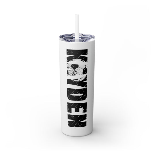 Soccer 20oz Skinny Tumbler with Straw w/Custom Name