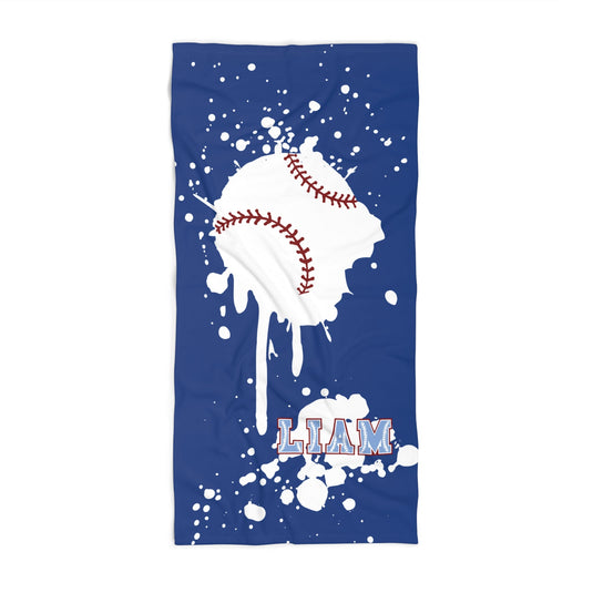 Baseball Beach Towel w/Custom Name