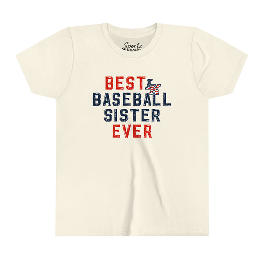 Iron Knights Youth Mid-Level T-Shirt - Best Baseball Sister Ever Design w/Flag Logo