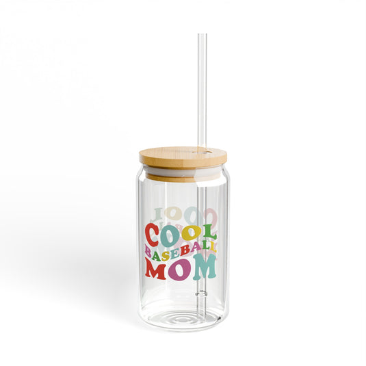 Cool Baseball Mom 16oz Sipper Glass